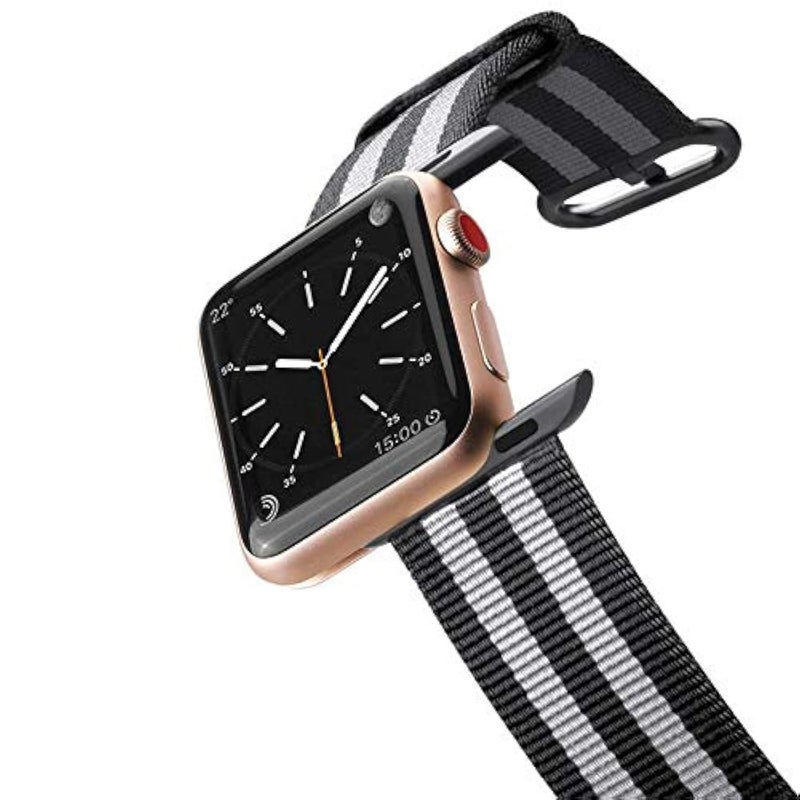 Casetify Nylon Fabric Strap Compatible with Apple Watch All Series (40mm/38mm) – Black Stripes - Image 2