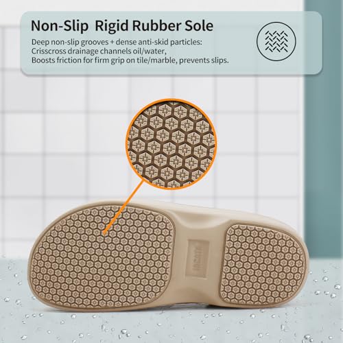 Jacata Mens Slip Resistant Chef Shoes Non Slip Kitchen Work Clogs with Arch Support Oil Water Resistant for Food Service Nursing Gardening Crews Health Care Restaurant Footwear （Off-White 12） - Image 3