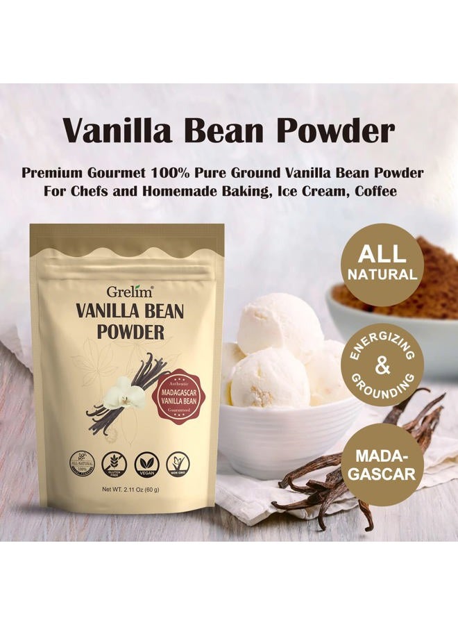 GRELIM Vanilla Bean Powder, 100% Pure Ground Madagascar Vanilla Powder Gluten-Free No Fillers or Additives Great for Baking, Coffee, Smoothies 2.11 Oz (60 g) - Image 2