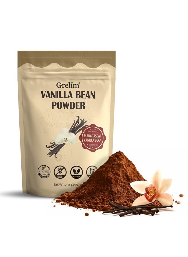 GRELIM Vanilla Bean Powder, 100% Pure Ground Madagascar Vanilla Powder Gluten-Free No Fillers or Additives Great for Baking, Coffee, Smoothies 2.11 Oz (60 g) - Image 1
