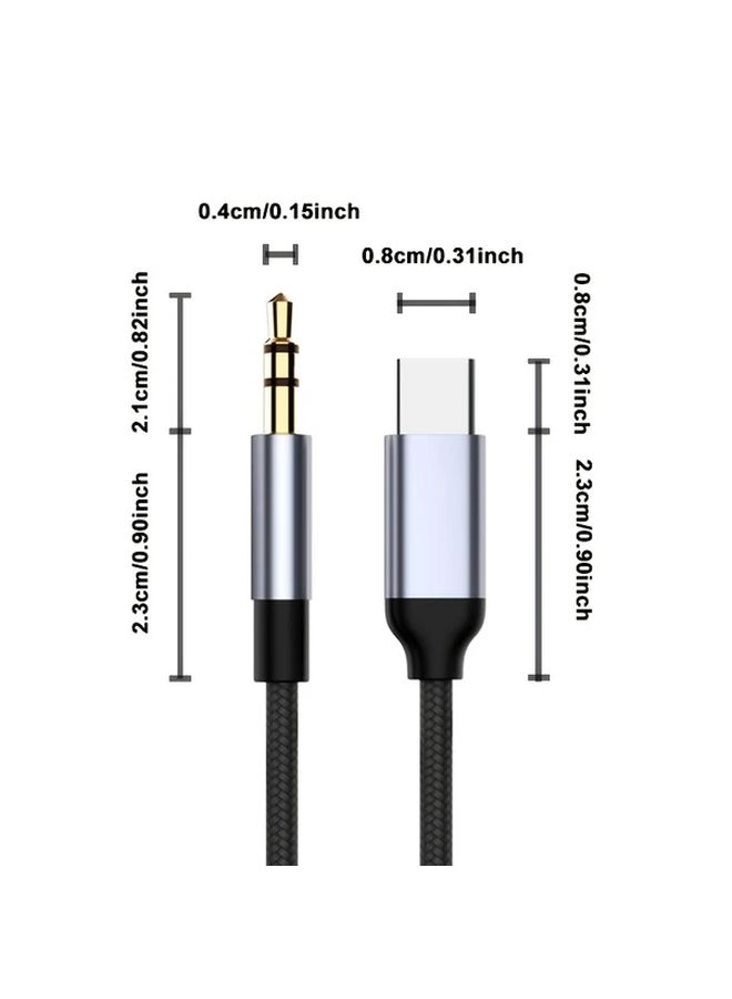 كابل صوت أسود من USB-C إلى 3.5 ملم مساعد بدون بطارية لسامسونج - Image 2