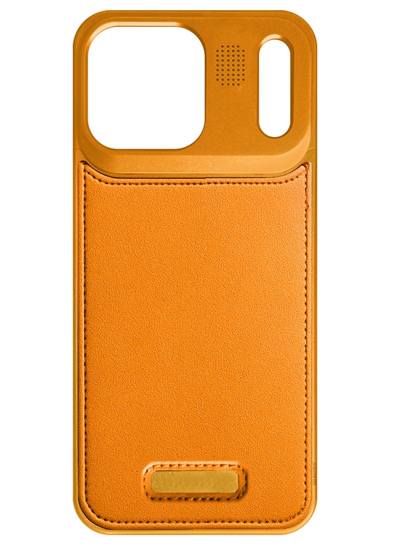 Luxury Leather Aluminum Alloy Aromatherapy Case for iPhone 17 Pro Max - MagSafe Compatible - Shockproof - Camera Lens Protection -  Cosmic Orange - Image 1