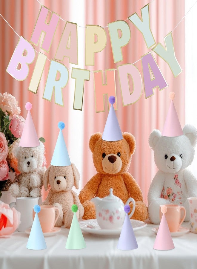 Vinsot 43 Pcs Pastel Cone Hats with Macaron Happy Birthday Letters Banner Mini Rainbow Hats(Pastel Color,Macaron) - Image 4