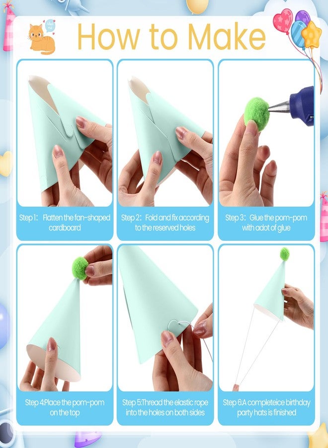 Vinsot 43 Pcs Pastel Cone Hats with Macaron Happy Birthday Letters Banner Mini Rainbow Hats(Pastel Color,Macaron) - Image 5