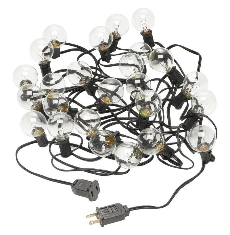 Radiance Clear String Globe Lights 25 ft Black Wire G40 Bulb