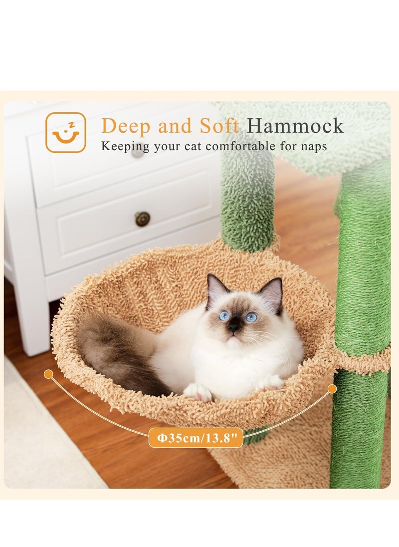 Alissa - 104 cm Cactus Cat Tower with Sisal Covered Scratching Post and Cozy Condo for Indoor Cats Cat Climbing Stand with Plush Perch & Soft Hammock for Multi Level Cat Play House 41" - Image 1