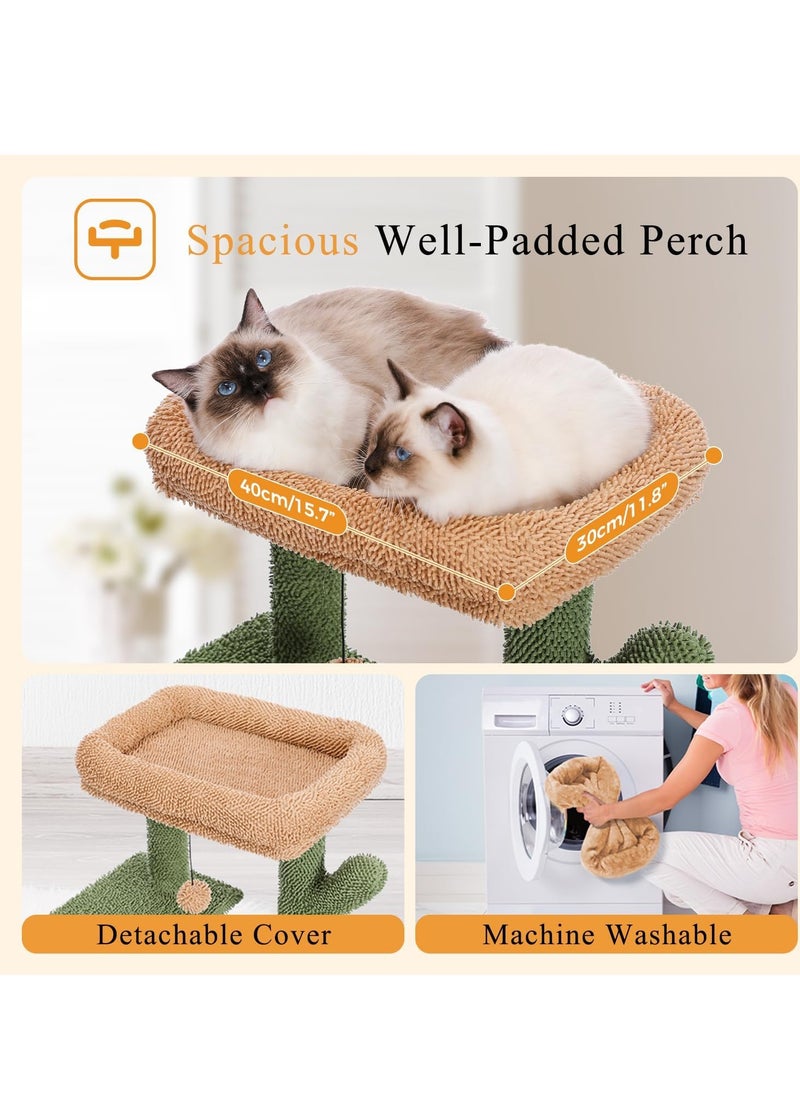 Alissa - 104 cm Cactus Cat Tower with Sisal Covered Scratching Post and Cozy Condo for Indoor Cats Cat Climbing Stand with Plush Perch & Soft Hammock for Multi Level Cat Play House 41" - Image 1
