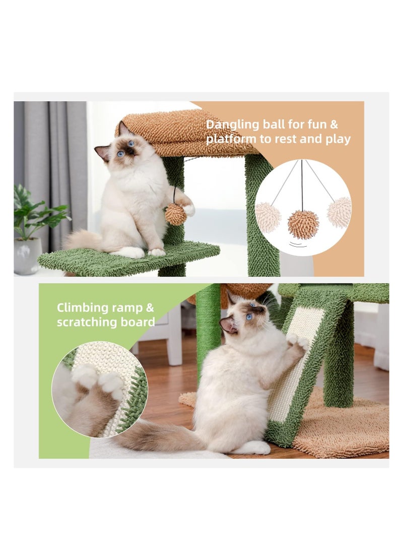 Alissa - 104 cm Cactus Cat Tower with Sisal Covered Scratching Post and Cozy Condo for Indoor Cats Cat Climbing Stand with Plush Perch & Soft Hammock for Multi Level Cat Play House 41" - Image 1