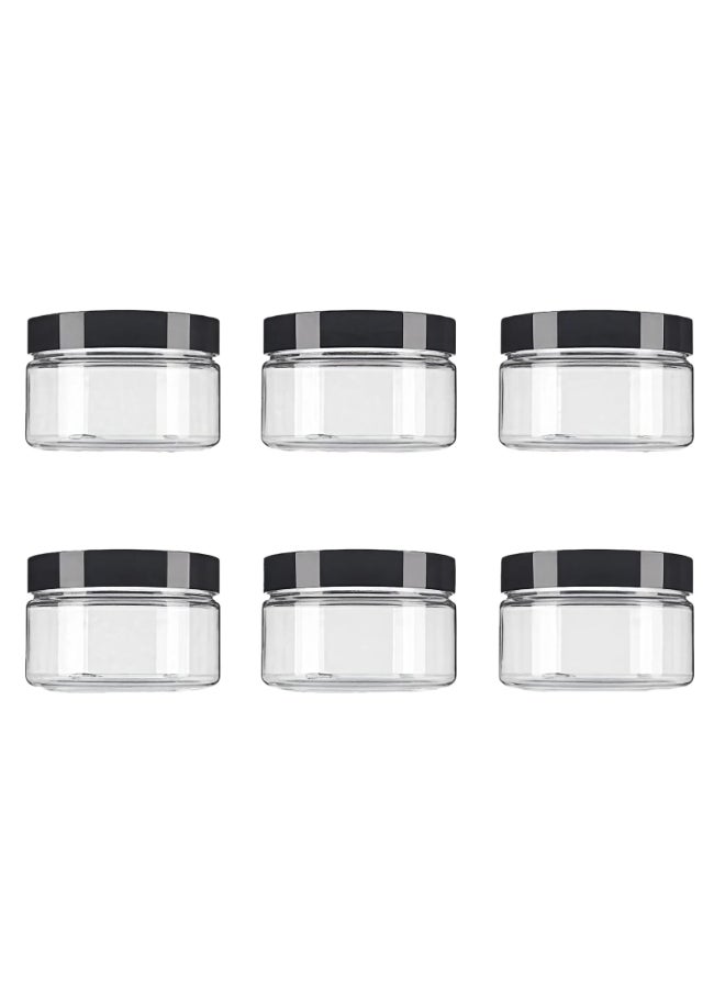 SYBL 8 oz Clear Round Plastic Jars with Black Cap Empty Sample Storage Containers for Cosmetic Lotion Facial Cream Mask Pack of 6 - Image 3