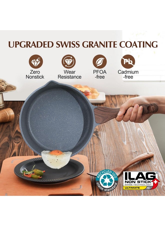 سنسارتي مقلاة صلصة غير لاصقة من SENSARTE مع فوهة مزدوجة، وعاء صلصة مطلي بالجرانيت السويسري سعة 3.0 كوارت مع غطاء، وعاء طهي متوسط الحجم للمطبخ، قدر طهي قابل للحمل بالحث، خالٍ من حمض بيرفلورو الأوكتانويك - Image 3