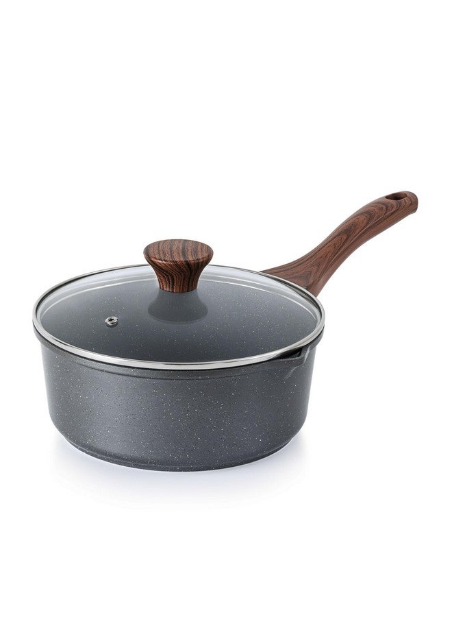 سنسارتي مقلاة صلصة غير لاصقة من SENSARTE مع فوهة مزدوجة، وعاء صلصة مطلي بالجرانيت السويسري سعة 3.0 كوارت مع غطاء، وعاء طهي متوسط الحجم للمطبخ، قدر طهي قابل للحمل بالحث، خالٍ من حمض بيرفلورو الأوكتانويك - Image 1