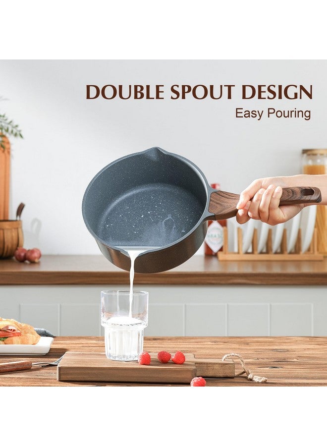 سنسارتي مقلاة صلصة غير لاصقة من SENSARTE مع فوهة مزدوجة، وعاء صلصة مطلي بالجرانيت السويسري سعة 3.0 كوارت مع غطاء، وعاء طهي متوسط الحجم للمطبخ، قدر طهي قابل للحمل بالحث، خالٍ من حمض بيرفلورو الأوكتانويك - Image 2