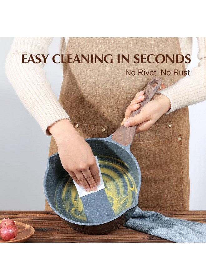 سنسارتي مقلاة صلصة غير لاصقة من SENSARTE مع فوهة مزدوجة، وعاء صلصة مطلي بالجرانيت السويسري سعة 3.0 كوارت مع غطاء، وعاء طهي متوسط الحجم للمطبخ، قدر طهي قابل للحمل بالحث، خالٍ من حمض بيرفلورو الأوكتانويك - Image 5