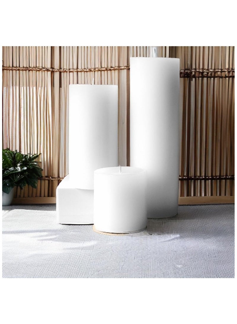 SIHIYA LIFE Set of 3 White Pillar Candles - 3x3, 3x6, 3x9 | Unscented & Dripless Candles for Decor, Events, Restaurants | Natural Wax with Cotton Wicks | 140+hrs Burn Time  - Image 1