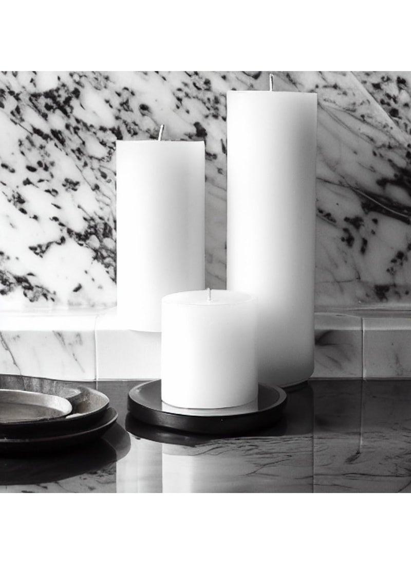 SIHIYA LIFE Set of 3 White Pillar Candles - 3x3, 3x6, 3x9 | Unscented & Dripless Candles for Decor, Events, Restaurants | Natural Wax with Cotton Wicks | 140+hrs Burn Time  - Image 2