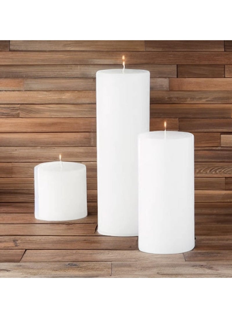 SIHIYA LIFE Set of 3 White Pillar Candles - 3x3, 3x6, 3x9 | Unscented & Dripless Candles for Decor, Events, Restaurants | Natural Wax with Cotton Wicks | 140+hrs Burn Time  - Image 4