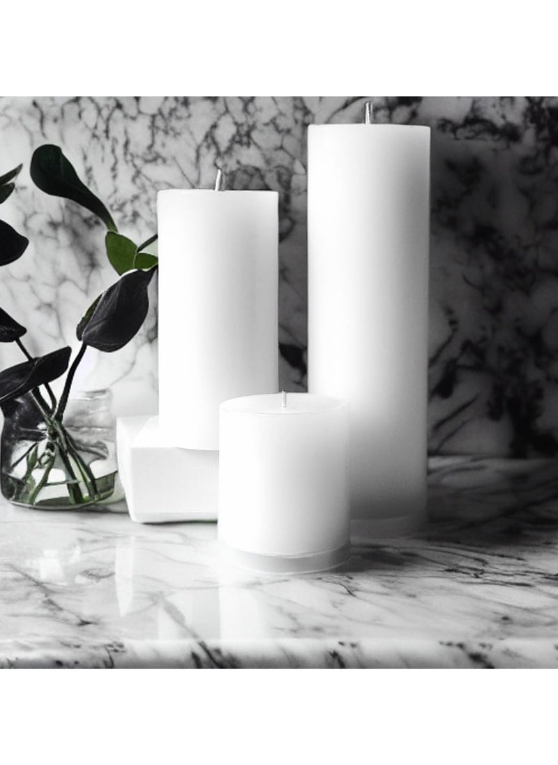 SIHIYA LIFE Set of 3 White Pillar Candles - 3x3, 3x6, 3x9 | Unscented & Dripless Candles for Decor, Events, Restaurants | Natural Wax with Cotton Wicks | 140+hrs Burn Time  - Image 3