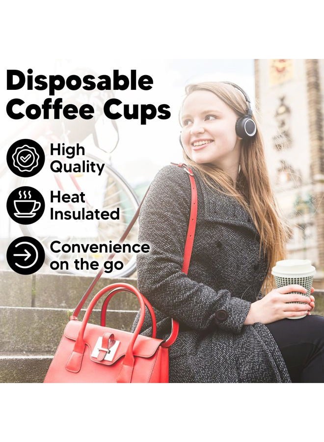 TOPtoper 350 Pack 8 oz Disposable Coffee Cups with Lids, Double Wall Insulated Corrugated Paper Hot Cups Bulk to Go Disposable Cups for Hot Beverage or Cold Drinks Ideal for Cafes - Image 2