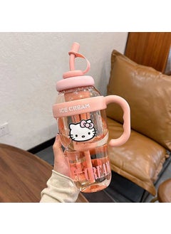 Large Capacity Stylish Tumbler with Straw cherry blossom kt paste