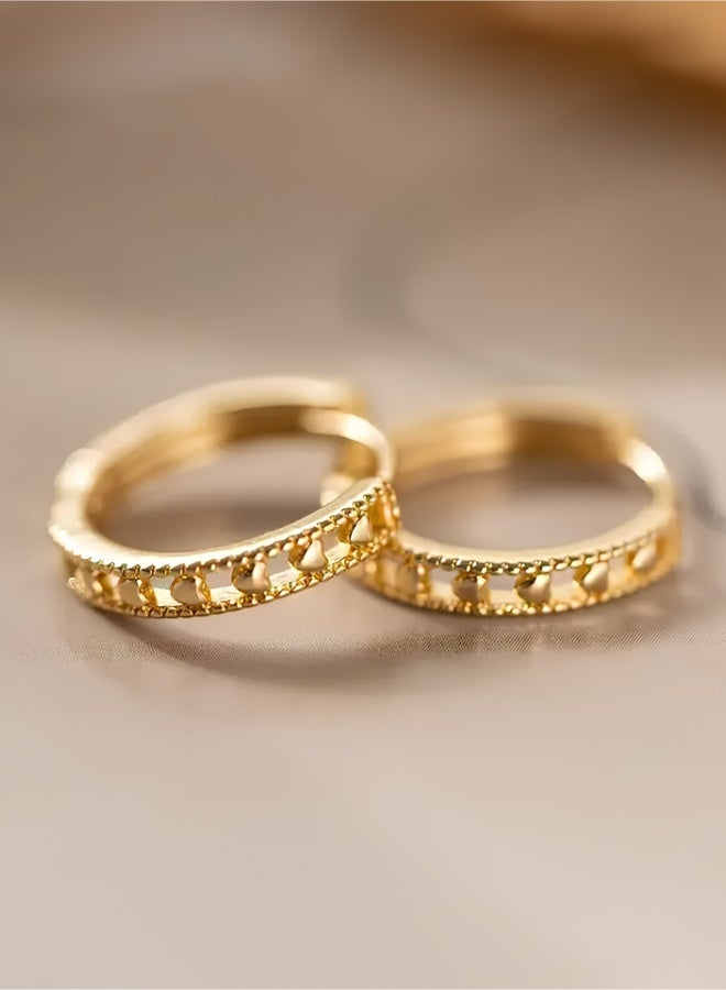 aeen 18K Gold Plated Vintage Heart-Pattern Hoop Earrings for Women – Elegant Golden-Tone Huggies, Perfect for Daily Wear & Parties - Image 3