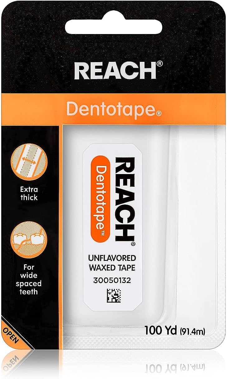 Reach Dentotape Waxed Dental Floss - Unflavored, Extra Wide Cleaning Surface for Large Spaces, 100 Yards (Pack of 3) - Image 2