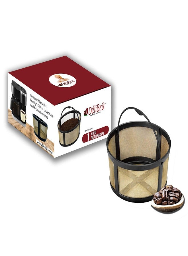 Delibru Reusable Keurig K-Duo Coffee Filter - 8-12 Cups Gold Tone Mesh Permanent Coffee Filter for Keurig Duo Coffee Makers - Image 2