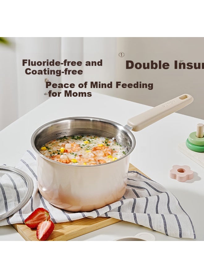 Supor Small Milk Pot, 316 Food Grade Stainless Steel Ceramic Non-stick Milk Pot, Baby Food Cooking Noodle Soup Hot Milk Pot, 18cm - Image 2