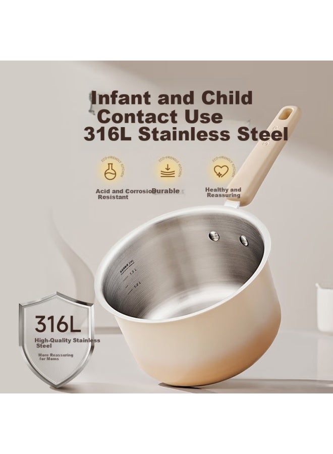 Supor Small Milk Pot, 316 Food Grade Stainless Steel Ceramic Non-stick Milk Pot, Baby Food Cooking Noodle Soup Hot Milk Pot, 18cm - Image 3