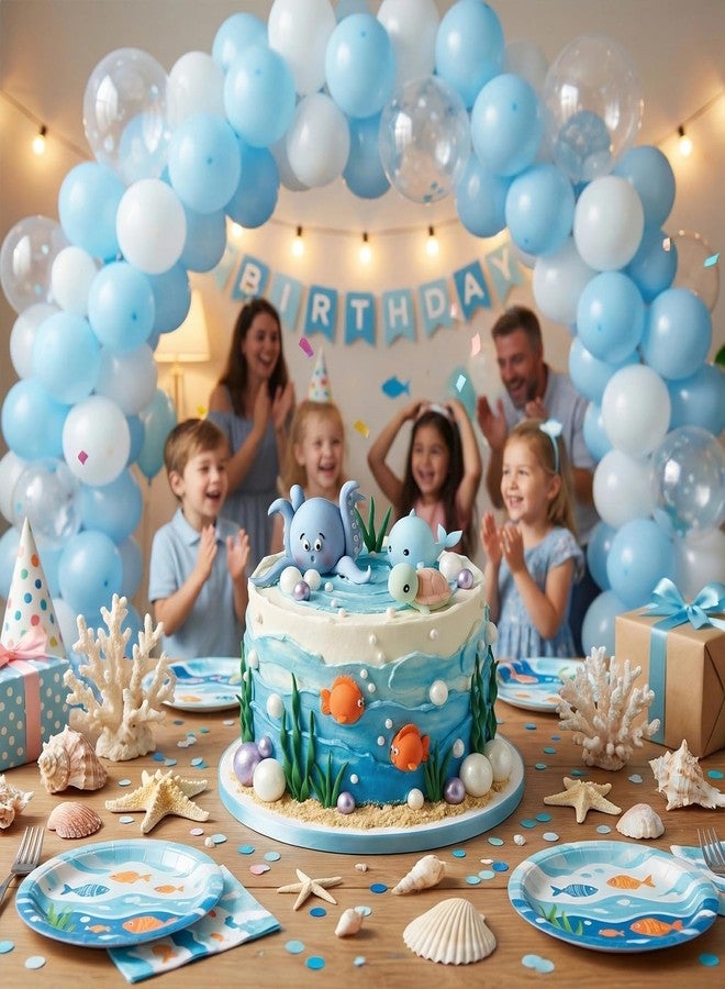 RASSLISA Under the Sea Cake Toppers Ocean Animals Cake Decorations with Balls for Under The Sea Theme Birthday Party Baby Shower Mermaid Party Supplies - Image 4