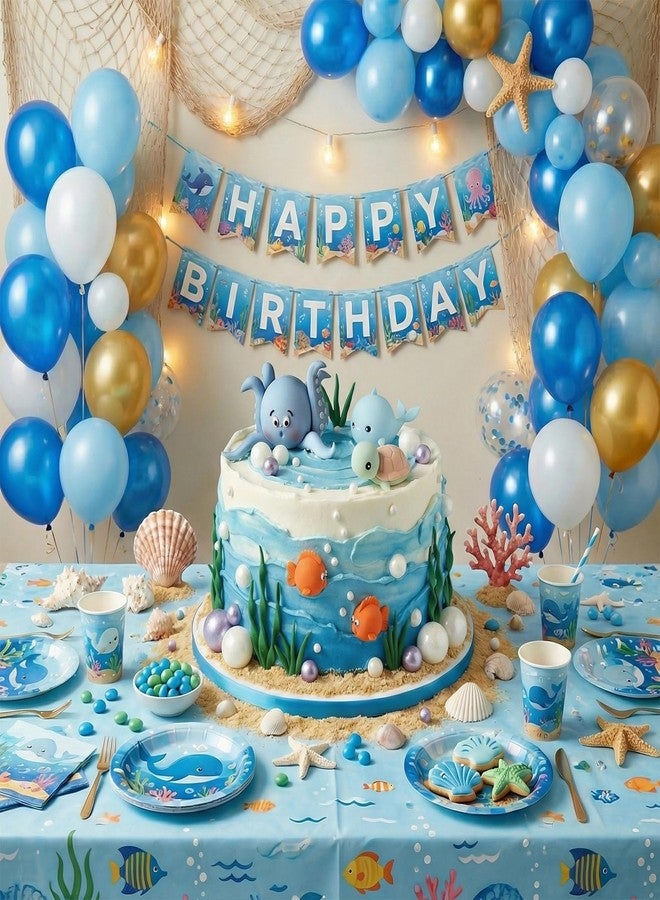 RASSLISA Under the Sea Cake Toppers Ocean Animals Cake Decorations with Balls for Under The Sea Theme Birthday Party Baby Shower Mermaid Party Supplies - Image 3
