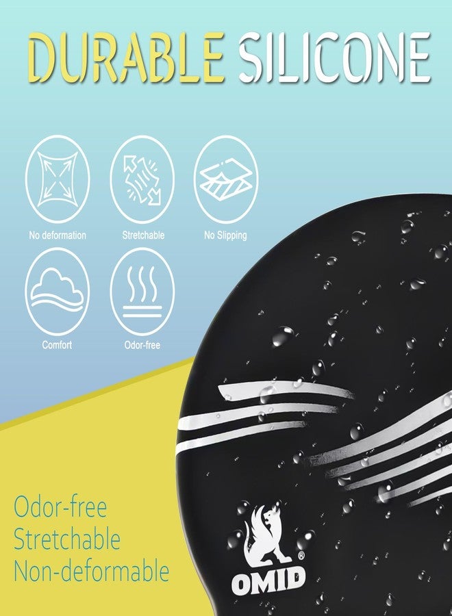 OMID Waterproof Swim Cap for Women with Long Hair - Chemical Resistant Silicone Swimming Cap, UV Protection for Pool Beach, Fits Dreadlocks and Thick Hair (Black) - Image 3