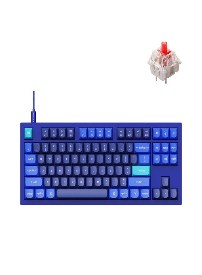 Keychron Q3 RGB Tenkeyless Layout 87-Key QMK/VIA Programmable Macro Hot-swappable Wired Custom Mechanical Keyboard with Gateron G Pro Red Switch Double Gasket Compatible with Mac Windows Linux(Blue) - Image 1