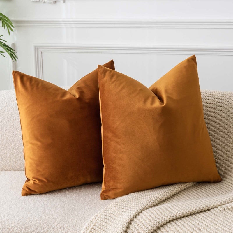 JUSPURBET Velvet Throw Pillow Covers for Couch Sofa BedPack of 2 Decorative Soft Pillowcase24x24 InchesRust