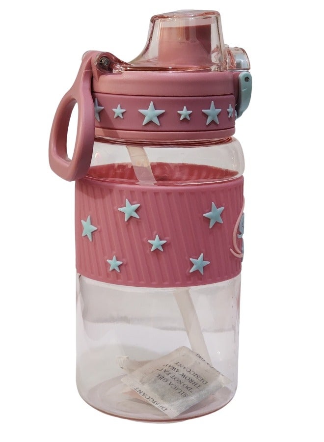 Stars 600ml Healthy Kids Water Bottle Acrylic Children's Cup Portable Kids Water Bottle, Fashion Design Large Capacity BPA Free Water Bottle for School, Shopping, Sports, Travel - Image 2