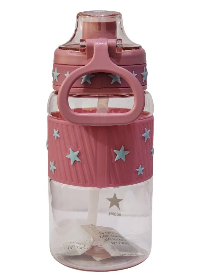 Stars 600ml Healthy Kids Water Bottle Acrylic Children's Cup Portable Kids Water Bottle, Fashion Design Large Capacity BPA Free Water Bottle for School, Shopping, Sports, Travel - Image 3