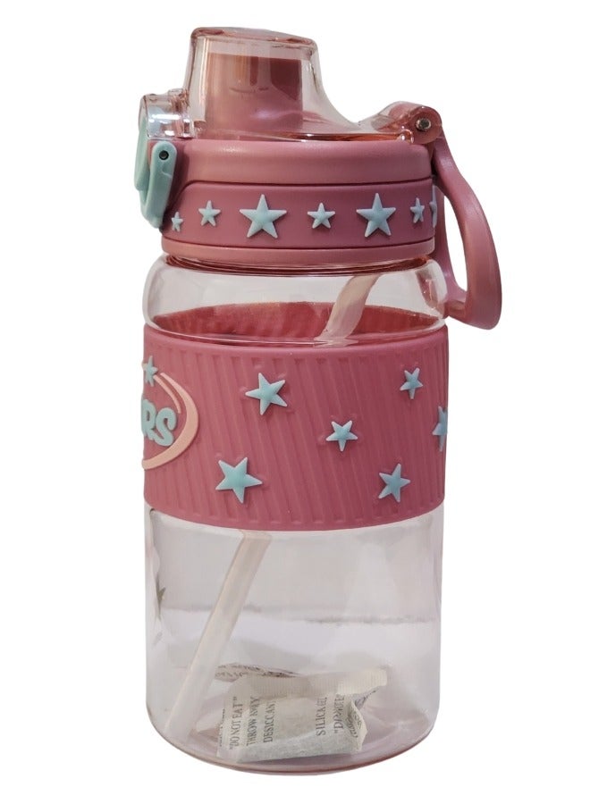 Stars 600ml Healthy Kids Water Bottle Acrylic Children's Cup Portable Kids Water Bottle, Fashion Design Large Capacity BPA Free Water Bottle for School, Shopping, Sports, Travel - Image 4