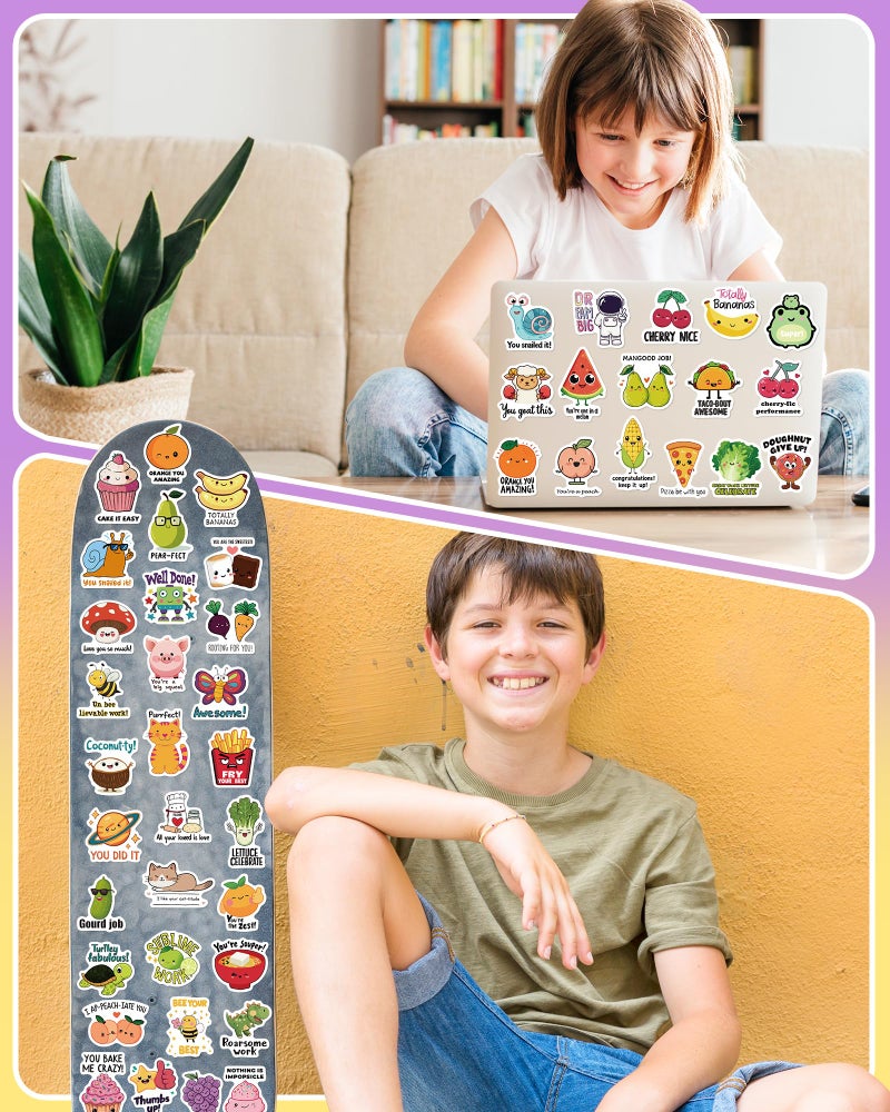 pcnearty 100 Pcs Cute Stickers for Kids, Water Bottle Stickers for Kids Waterproof, Vinyl Laptop Kid Sticker Pack, Kid Classroom Prizes for Elementary Students - No Repetition - Image 3