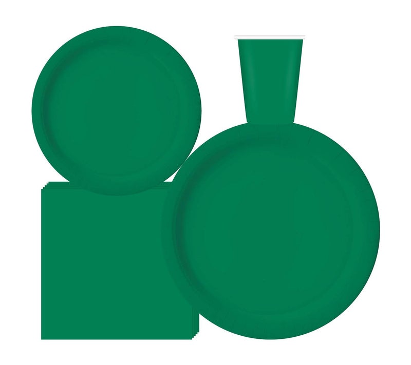 Oojami حزمة حفلات كاملة لخدمة 50 شخص - أطباق ورقية 9" للعشاء، أطباق ورقية 7" للحلويات، أكواب 9 أونصات، مناديل 3 طبقات - Image 1