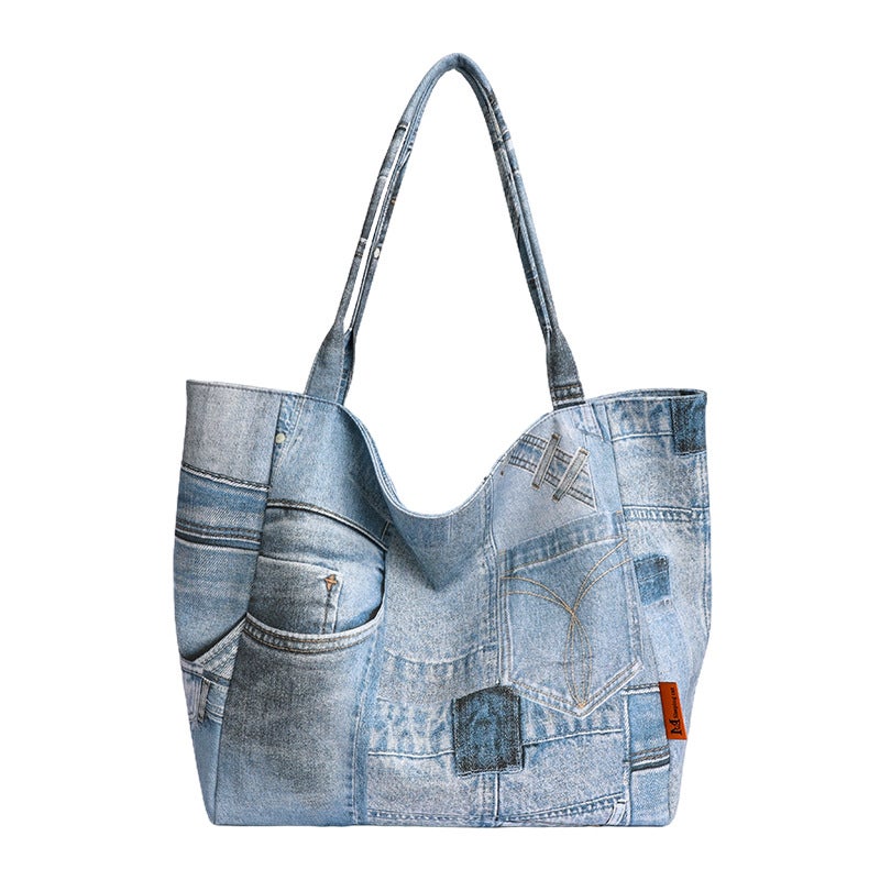 Vintage Patchwork Tote Bag, Large Capacity Women's Shoulder Bag - Image 5