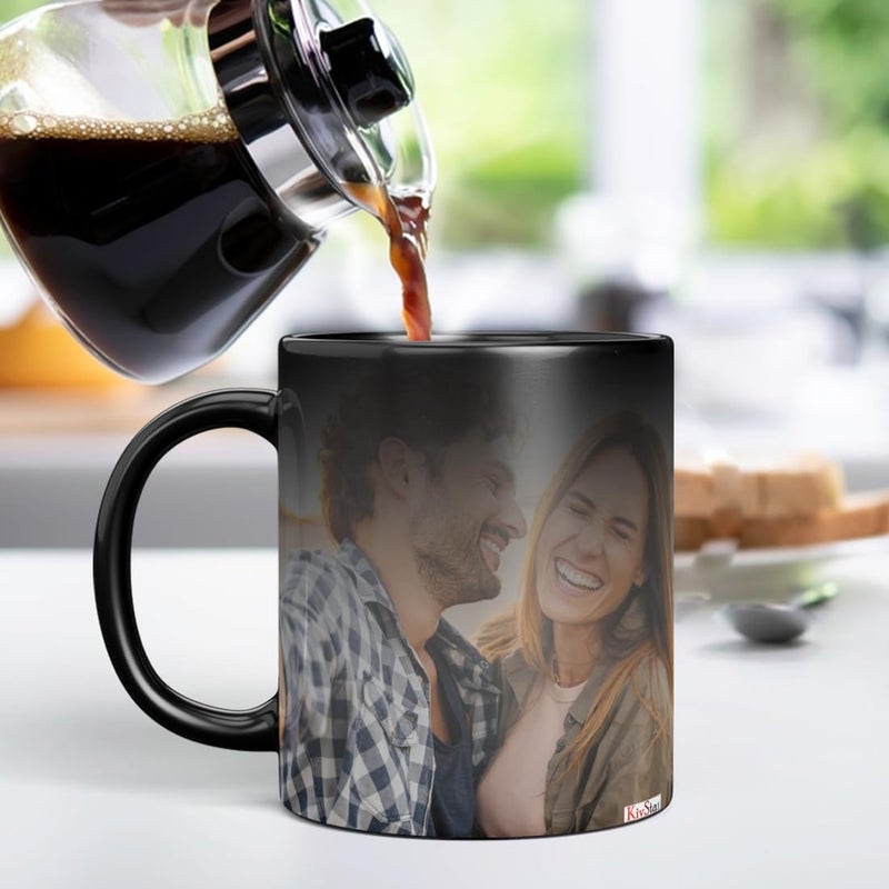 KivStar Magic Mug with Photo CustomizedPersonalized Cup with Image Text Logo Quotes Gifts for Birthday Gifts for Anniversary Valentines Day Black Colour Changing Mug 325 ML - Image 2
