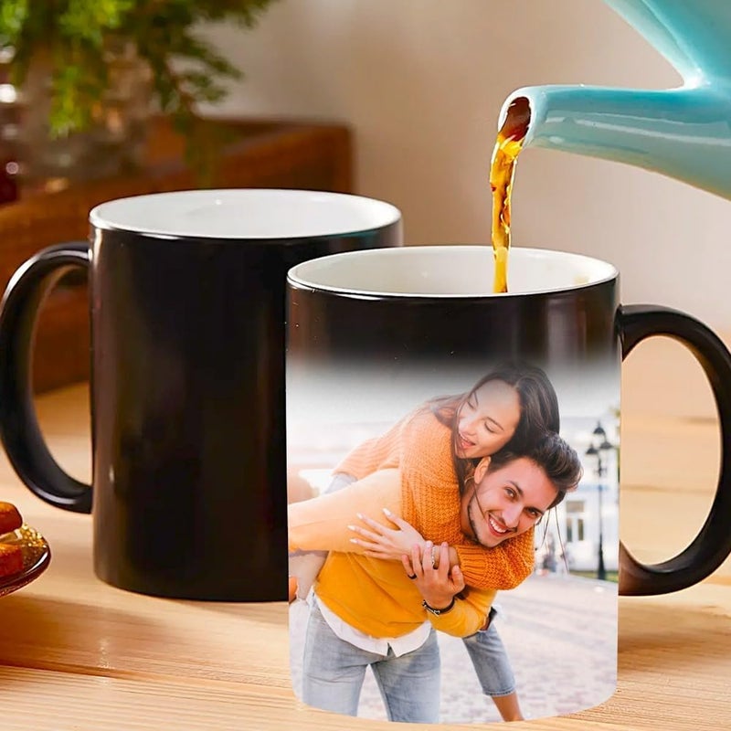 KivStar Magic Mug with Photo CustomizedPersonalized Cup with Image Text Logo Quotes Gifts for Birthday Gifts for Anniversary Valentines Day Black Colour Changing Mug 325 ML - Image 3