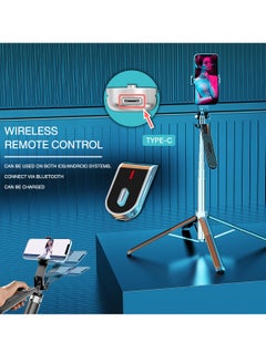Generic 3 In 1 Wireless Remote Selfie Stick Bluetooth Phone Tripod Aluminum Easy To Store Foldable Phone Holde For Phones Balance Steady Shooting Live Stretched To 1.8 Meters  - Image 5