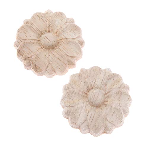 MUXSAM 10-Pack Wood Rosettes Little Onlay Appliques, Unpainted Round Flower Carving Craft Decals for Home Chests Cabinet Door Cupboard Dresser Bed Wall Pew Wardrobe Furniture Decor (Dia-3cm/1.18") - Image 3