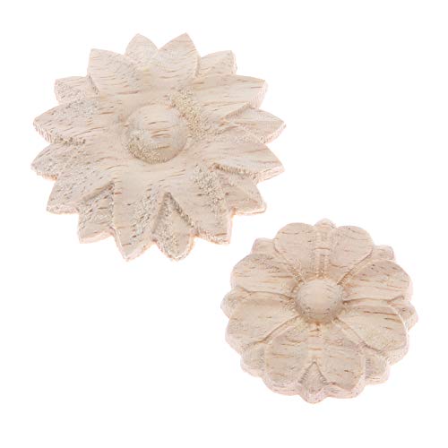 MUXSAM 10-Pack Wood Rosettes Little Onlay Appliques, Unpainted Round Flower Carving Craft Decals for Home Chests Cabinet Door Cupboard Dresser Bed Wall Pew Wardrobe Furniture Decor (Dia-3cm/1.18") - Image 5