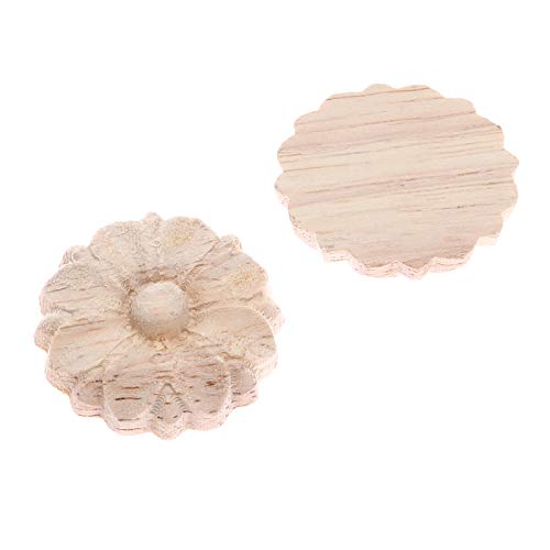 MUXSAM 10-Pack Wood Rosettes Little Onlay Appliques, Unpainted Round Flower Carving Craft Decals for Home Chests Cabinet Door Cupboard Dresser Bed Wall Pew Wardrobe Furniture Decor (Dia-3cm/1.18") - Image 4