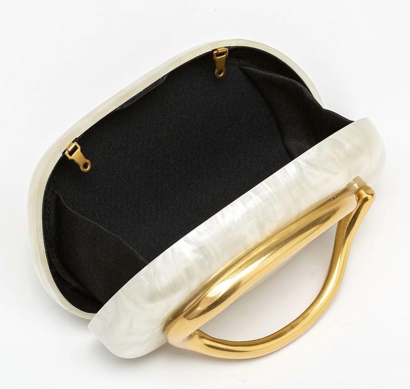 Bagkeak Trendy Acrylic Clutch Bag Evening Handbag Y2K Crossbody Bag For Women Womens Casual Summer Beach Purse For Party Metal Handle - Image 5