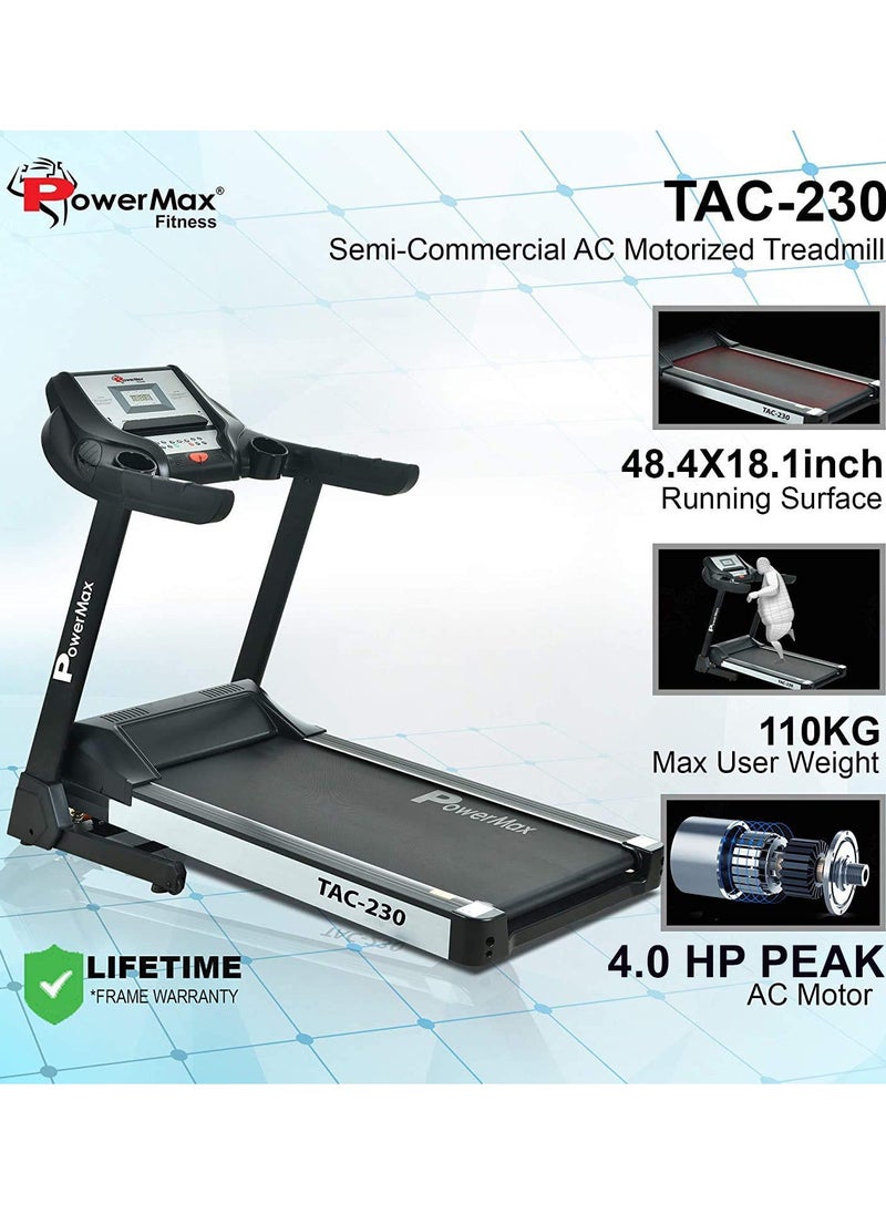 PowerMax Fitness PowerMax Fitness TAC-230 (4HP) Motorised Treadmill for Home [Speed:14.8kmph, Max User Weight:110kg, Foldable, 12 Workout Programs, MP3] Free Installation Assistance & Demo  - Image 2