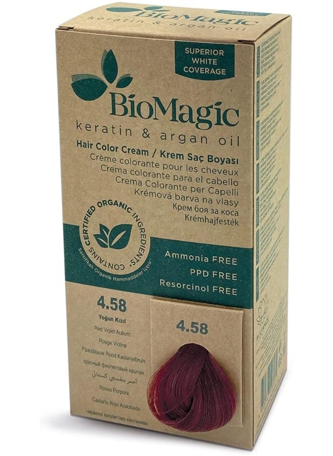 BIOMAGIC Biomagic Hair Color Cream 4/58 Red Violet Auburn  - Image 1