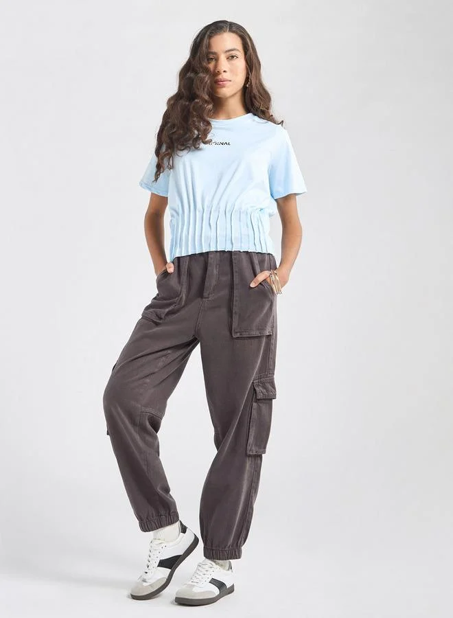 Splash FAV Printed T-shirt with Pintuck Detail