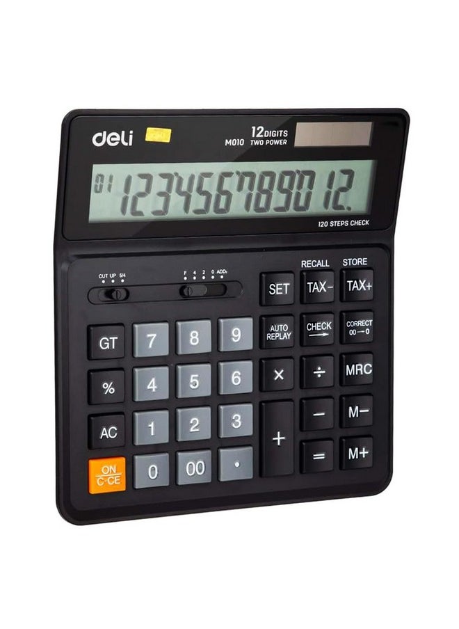 Deli deli WM01020 12 Digits Calculator with 120 Correct Function & F-Cut Keys,Steps Check | 3 Years Warranty | - Black  - Image 2